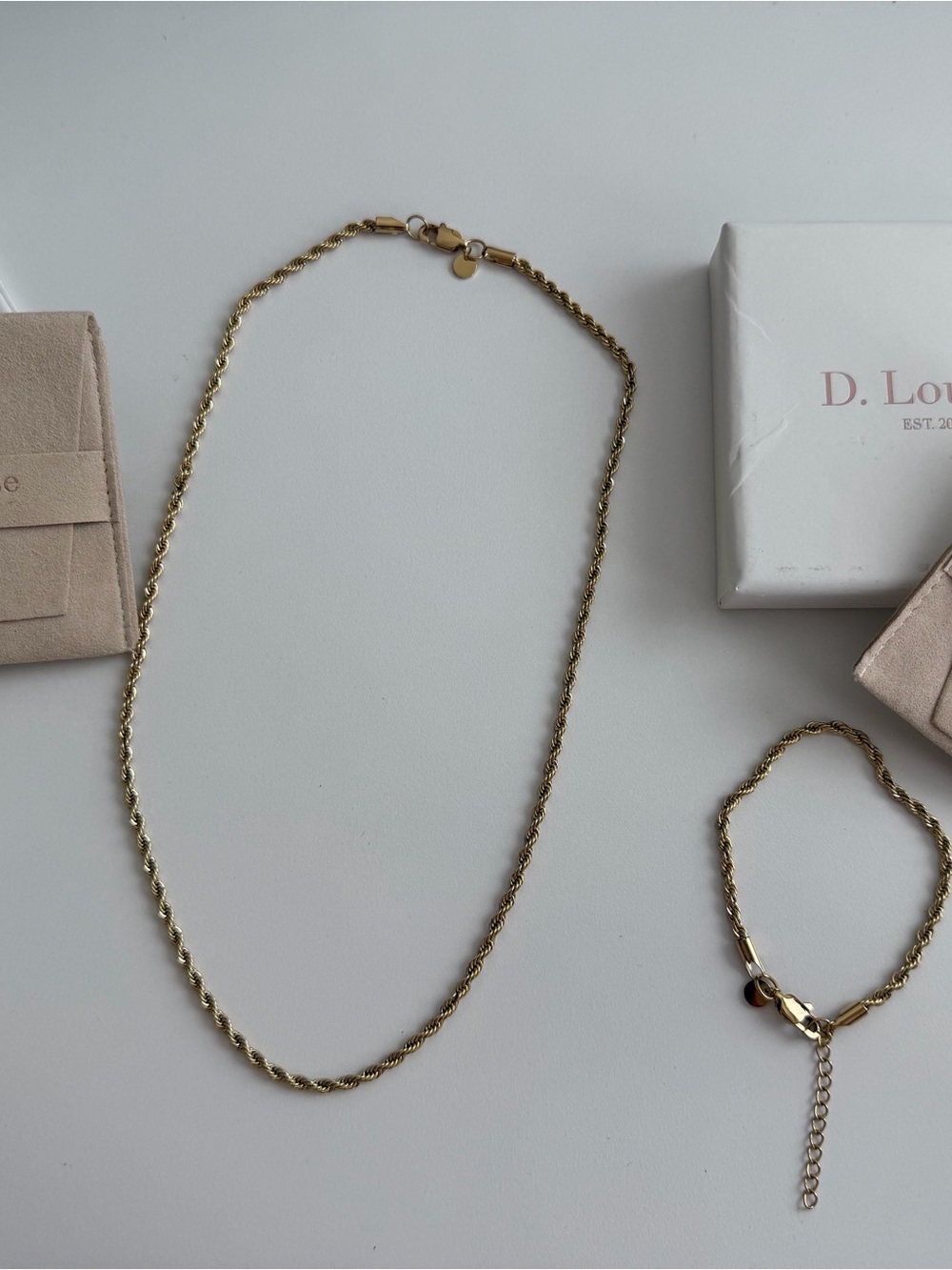 D. Louise Gold Twisted Rope Necklace and bracelet set - Women Jewelry